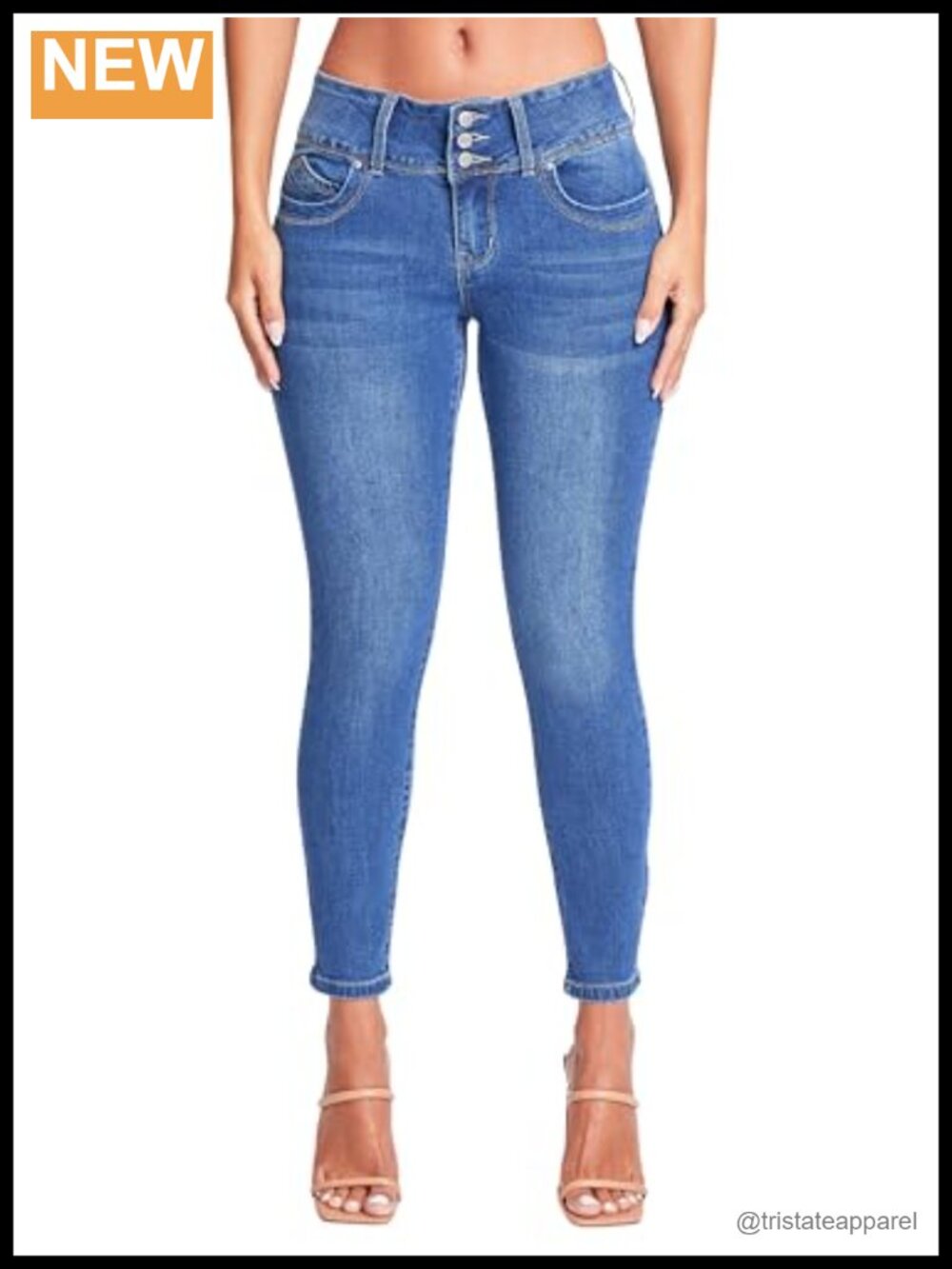 Mid Rise Skinny Jeans Recycled Fibers WannaBettaButt 3 Button